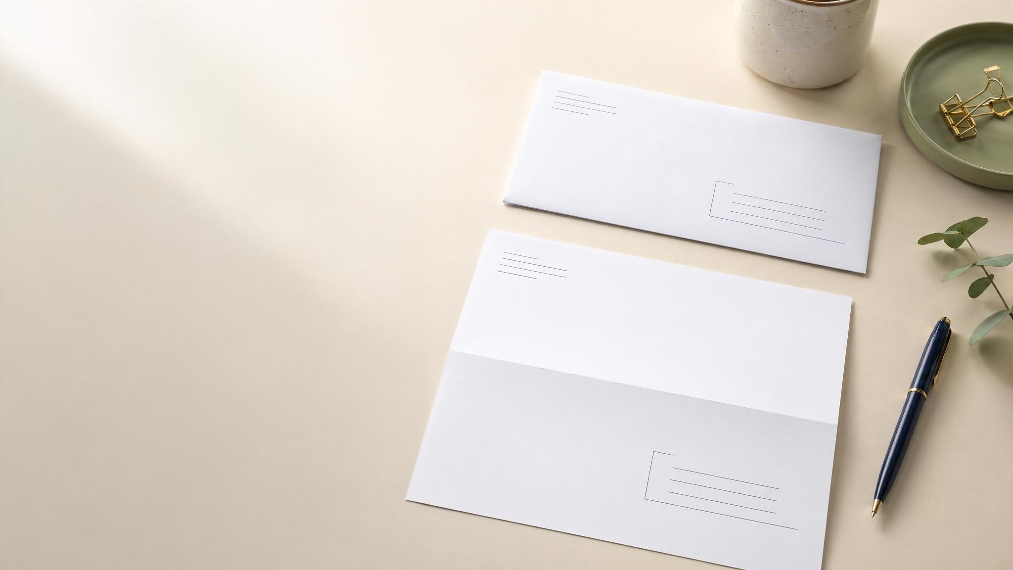 DIN-lang-Briefumschlag mit markierter Adressposition als Brief-beschriften-Vorlage